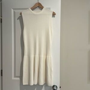 COS Ribbed Knit Drop Waist Dress (White)